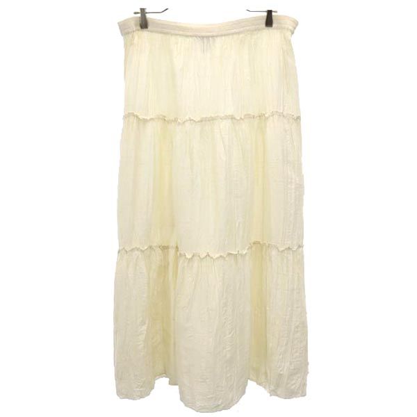 SANDY STARKMAN 90s オールド マキシ丈 シルク100% ギャザースカート M アイボリー SANDY STARKMAN ワッシャー加工 レディース