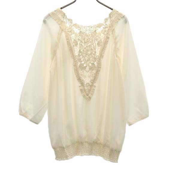 未使用 G put 7分袖 ブラウス M オフホワイト G put プルオーバー レディース
