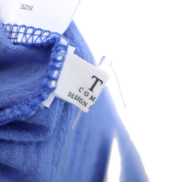 T・H COMPANY ノースリーブ レース切替 ブラウス M-L ブルー T・H COMPANY レディース