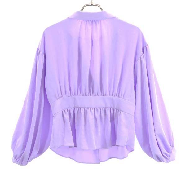未使用 MiCi ミチ 長袖 ウエストマーク オープンカラーシャツ free パープル 開襟 レディース