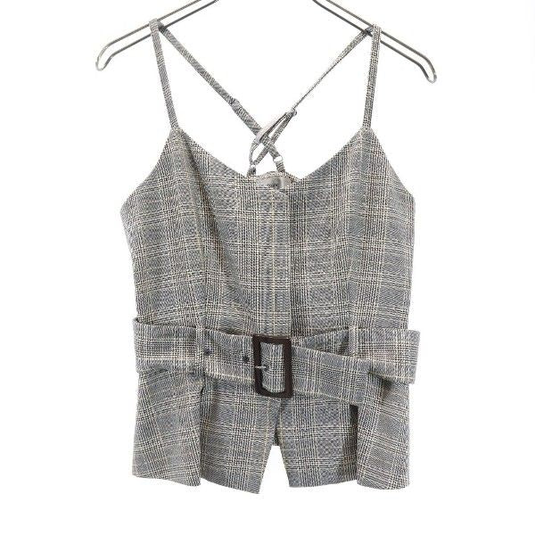 未使用 Rirandture リランドチュール チェック キャミソール 上下 セットアップ 1 グレー×ブラウン プリーツスカート レディース