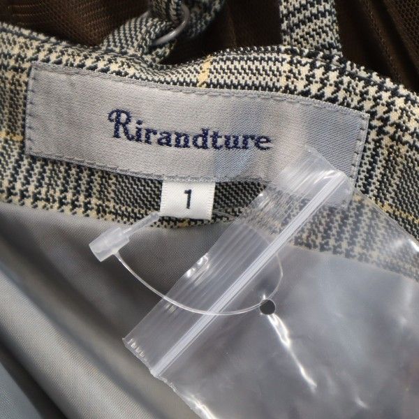 未使用 Rirandture リランドチュール チェック キャミソール 上下 セットアップ 1 グレー×ブラウン プリーツスカート レディース