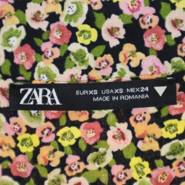 未使用 ZARA ザラ 長袖 フローラル ディッシー ボタンアップ ワンピース XS レディース