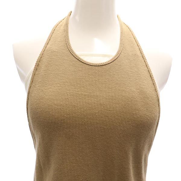未使用 エミヨガ 日本製 ホルターネック タンクトップ 1 ベージュ系 emmi yoga カップインキャミソール ヨガウェア レディース