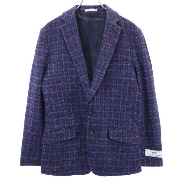 未使用 HIGH STREET ハイストリート チェック柄 テーラードジャケット S 青系 メンズ