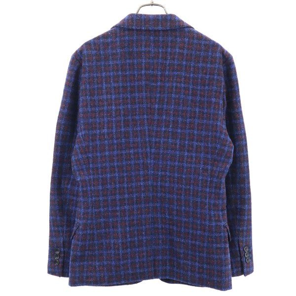 未使用 HIGH STREET ハイストリート チェック柄 テーラードジャケット S 青系 メンズ