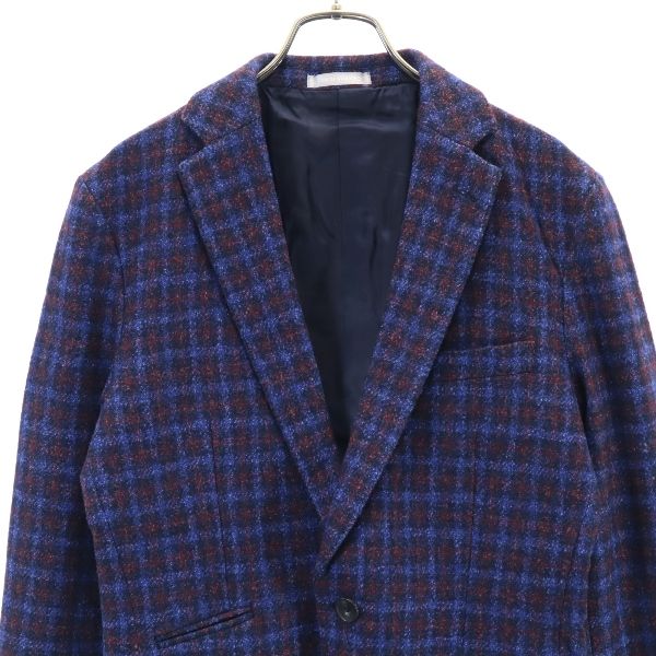 未使用 HIGH STREET ハイストリート チェック柄 テーラードジャケット S 青系 メンズ