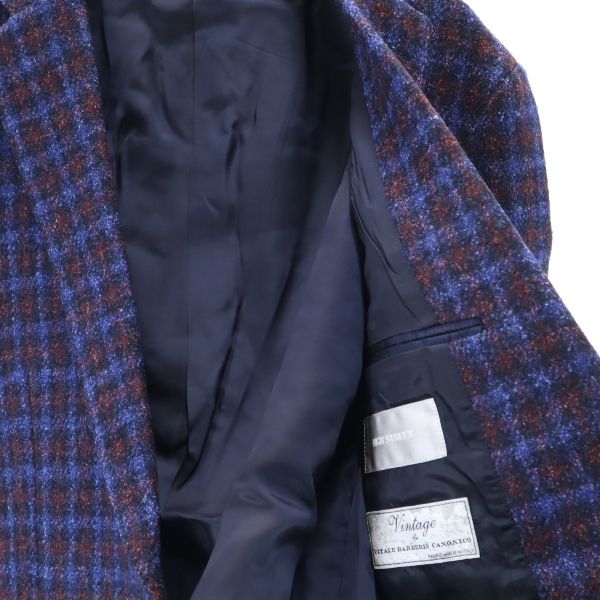 未使用 HIGH STREET ハイストリート チェック柄 テーラードジャケット S 青系 メンズ