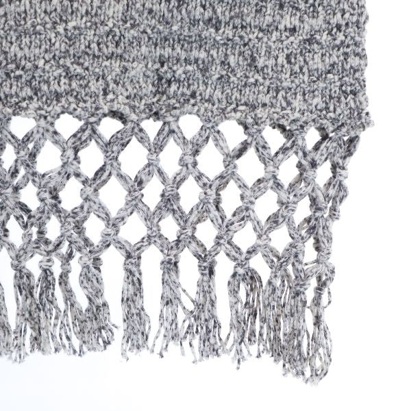 未使用 d'un a dix アナディス 長袖 フリンジ裾 コットン ニット 38 グレー セーター レディース