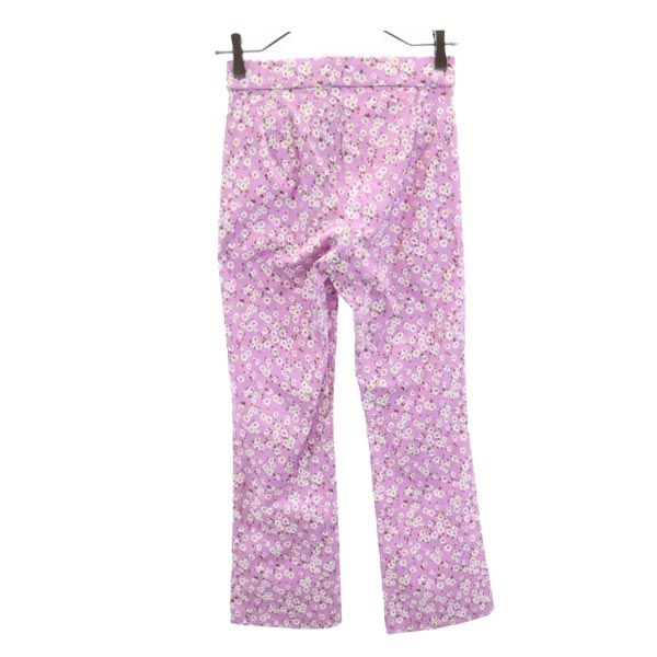 未使用 ザラ 花柄 ミニフレアプリント クロップドパンツ XS パープル系 ZARA タグ付き レディース