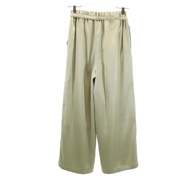 未使用 ナノユニバース ロング ワイドパンツ 36 グリーン系 nano universe タグ付き ウエストベルト レディース