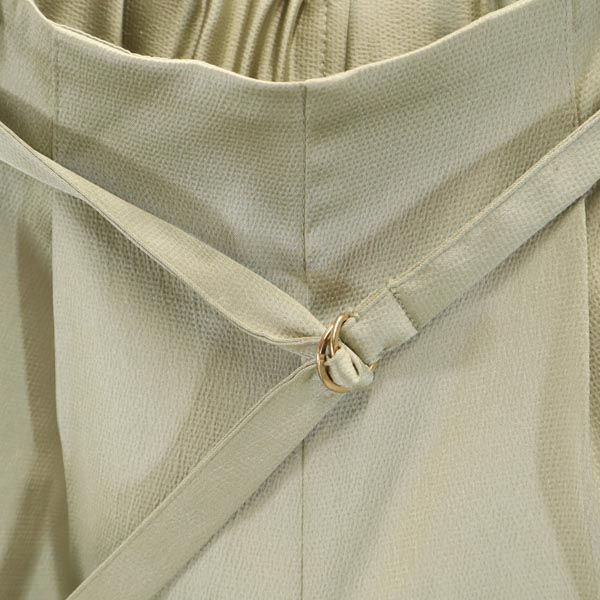 未使用 ナノユニバース ロング ワイドパンツ 36 グリーン系 nano universe タグ付き ウエストベルト レディース