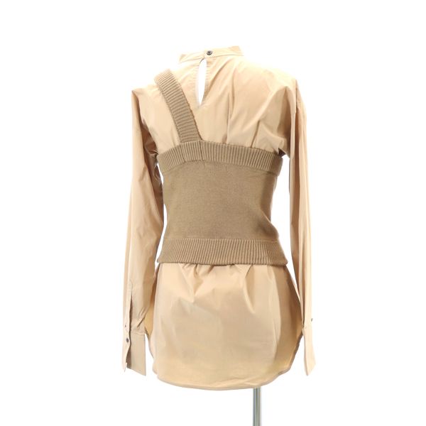 未使用 ROSE BUD ローズバッド 長袖 ワンショルダーニット付 ブラウス FREE ブラウン系 レディース