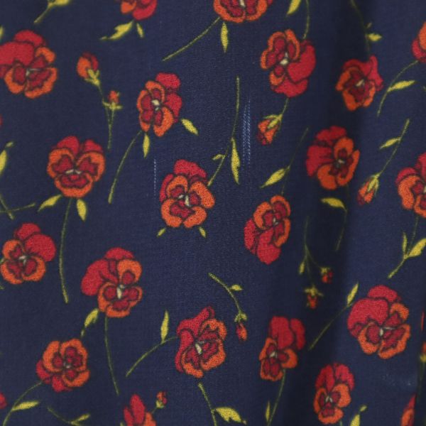 未使用 ティティーアンドコー 総柄 5分袖 フレア ワンピース M ネイビー titty&co バルーンスリーブ パンジー レディース