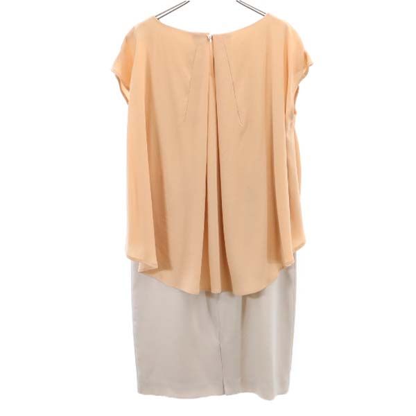 未使用 Unaca アナカ 半袖 レイヤード ワンピース 38 ベージュ フレンチスリーブ レディース