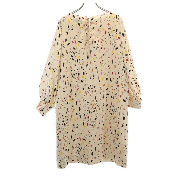 未使用 Unaca アナカ 総柄 長袖 ワンピース 38 ベージュ レディース