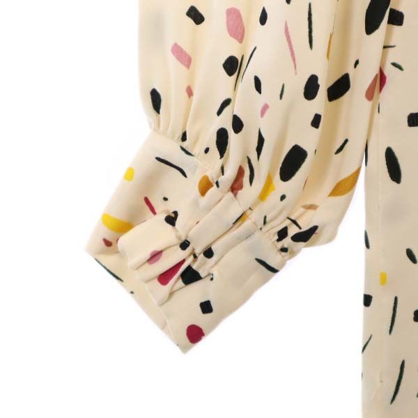 未使用 Unaca アナカ 総柄 長袖 ワンピース 38 ベージュ レディース