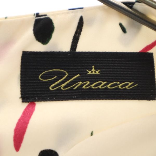 未使用 Unaca アナカ 総柄 長袖 ワンピース 38 ベージュ レディース