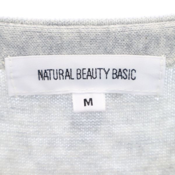 未使用 NATURAL BEAUTY BASIC ナチュラルビューティーベーシック 半袖 プリ-ツニット ワンピース M グレー×深緑 ドッキング レディース