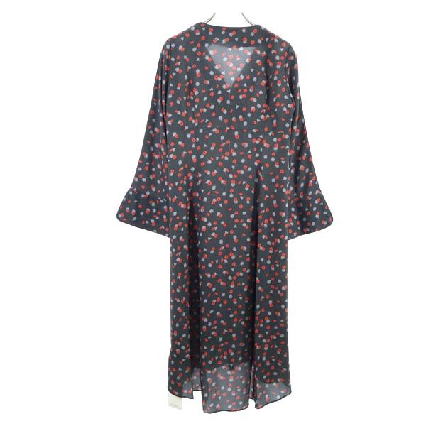 未使用 emmi atelier エミアトリエ スモールフラワー 長袖 ガウン 0 ブラック系 レディース