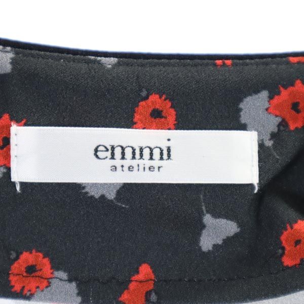 未使用 emmi atelier エミアトリエ スモールフラワー 長袖 ガウン 0 ブラック系 レディース