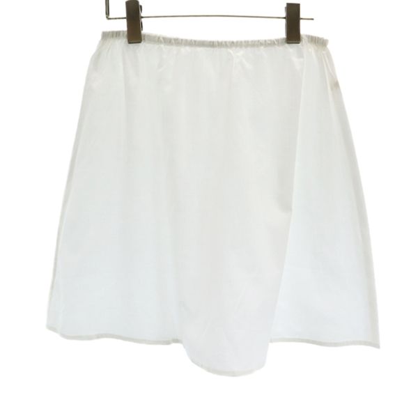 新品 ロング丈 フレアスカート M オフホワイト ペチコート付き 楽チン ウエスト 後ろゴム レディース