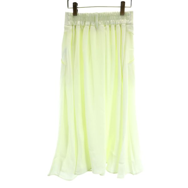 新品 ロング丈 フレアスカート M オフホワイト ペチコート付き 楽チン ウエスト 後ろゴム レディース