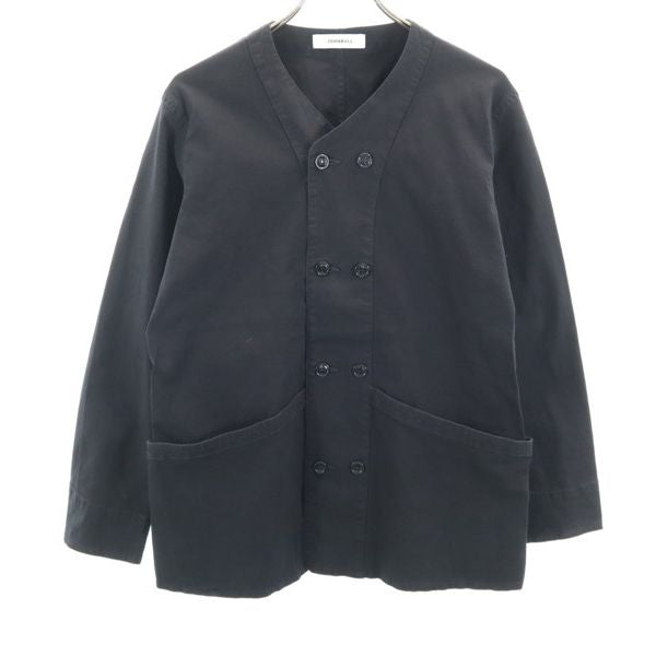 未使用 Johnbull ジョンブル オーバーダイイング ブルゾン S 黒 ノーカラー コットン リネン メンズ