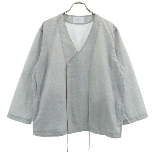 未使用 Johnbull ジョンブル カラーレス ジャケット L グレー クールドットシリーズ メッシュ 作務衣型 メンズ