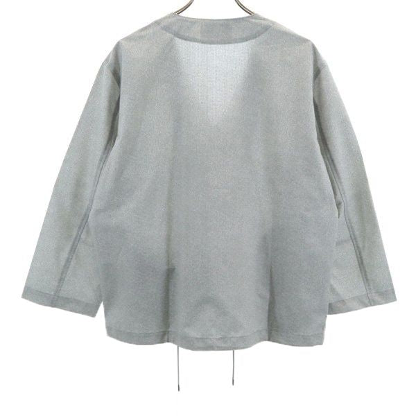 未使用 Johnbull ジョンブル カラーレス ジャケット L グレー クールドットシリーズ メッシュ 作務衣型 メンズ