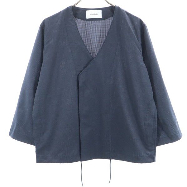 未使用 Johnbull ジョンブル 日本製 カラーレス ジャケット S 濃紺 ノーカラー 作務衣型 メンズ