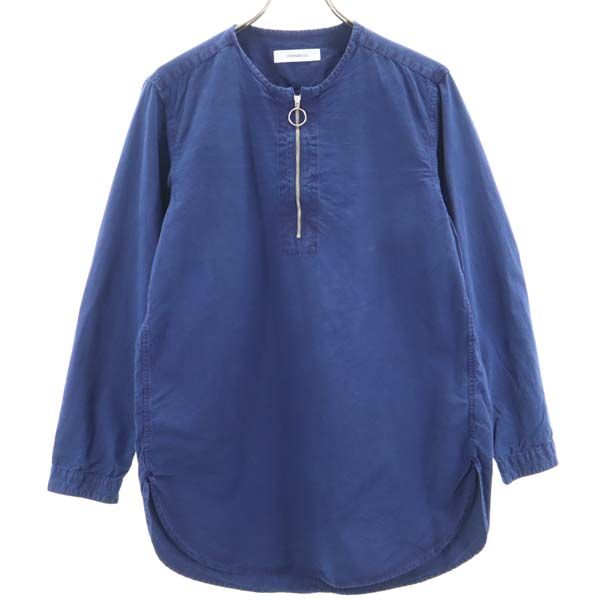 未使用 Johnbull ジョンブル 長袖 ハーフジップ シャツ S 紺 オーバーダイイング プルオーバー メンズ