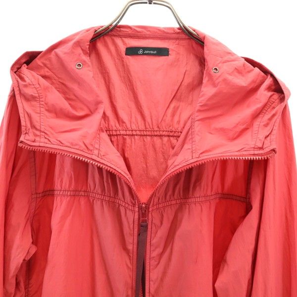 未使用 Johnbull ジョンブル 長袖 ガーメントダイ ジップパーカー L 赤 ナイロン メンズ
