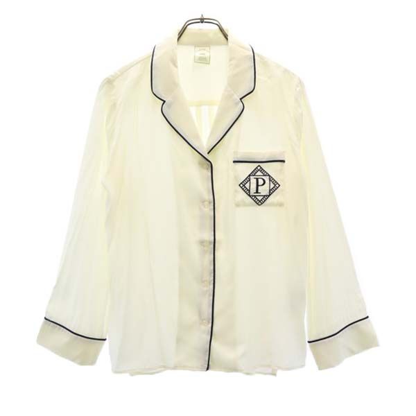 未使用 gelato pique ジェラートピケ 長袖 ルームウェア F オフホワイト パジャマ ブロードパイピングシャツ ジェラピケ レディース