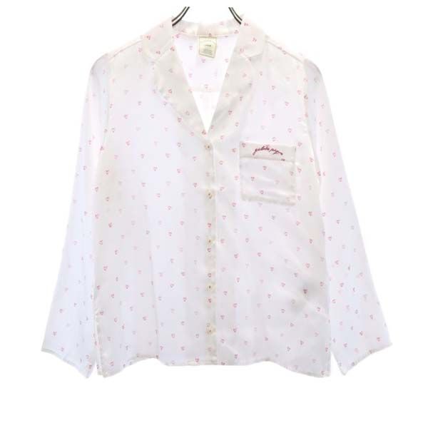 gelato pique ジェラートピケ 総柄 長袖 ルームウェア F オフホワイト パジャマ サテンシャツ ジェラピケ レディース