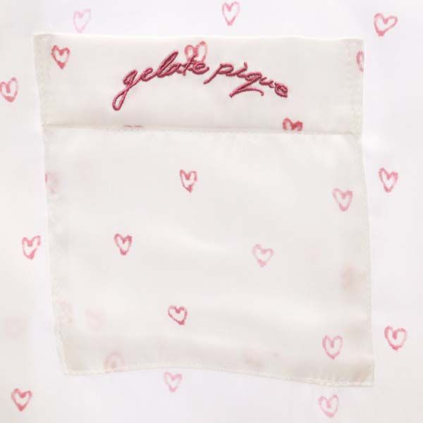 gelato pique ジェラートピケ 総柄 長袖 ルームウェア F オフホワイト パジャマ サテンシャツ ジェラピケ レディース