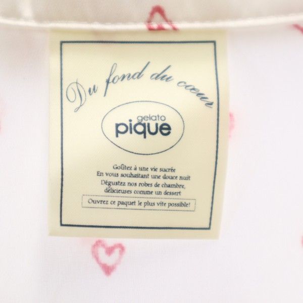 gelato pique ジェラートピケ 総柄 長袖 ルームウェア F オフホワイト パジャマ サテンシャツ ジェラピケ レディース