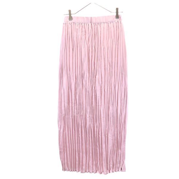 未使用 ROSE BUD ローズバッド サテン ロングスカート F ピンク ワッシャー レディース
