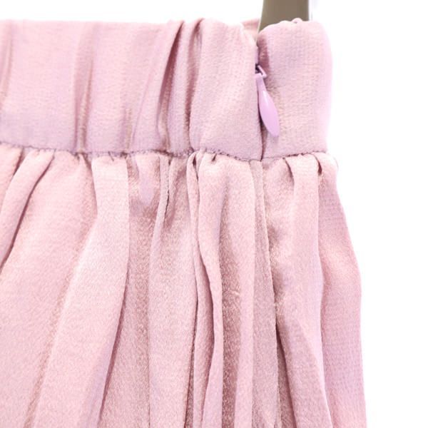 未使用 ROSE BUD ローズバッド サテン ロングスカート F ピンク ワッシャー レディース