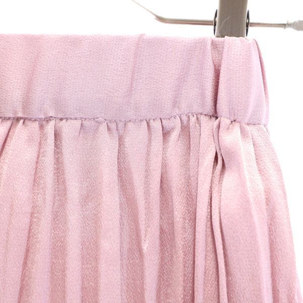 未使用 ROSE BUD ローズバッド サテン ロングスカート F ピンク ワッシャー レディース