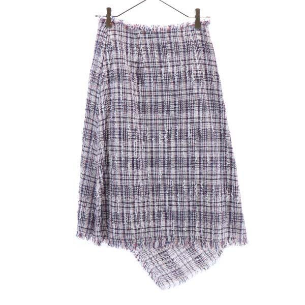 未使用 Unaca アナカ チェック柄 ミディ丈 アシンメトリー ラップスカート 38 レディース