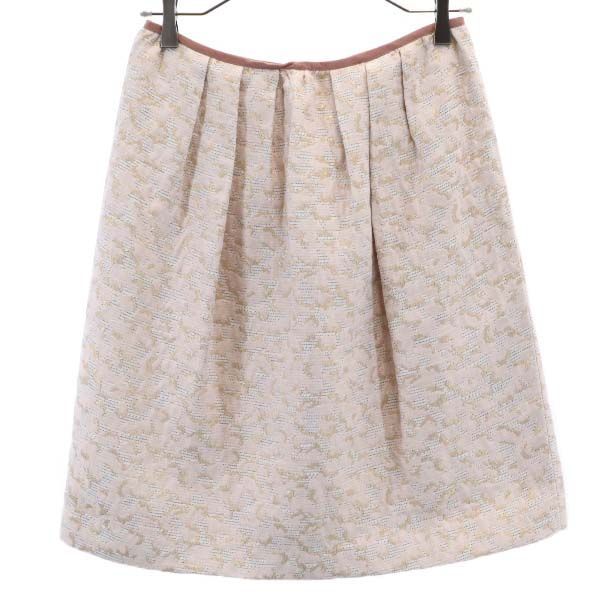 未使用 Unaca アナカ 総柄刺繍 ミディ丈 タック スカート 38 ピンク レディース