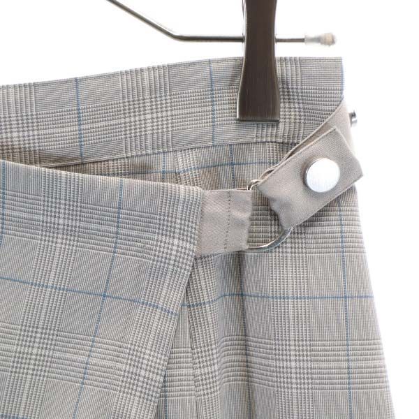 未使用 DIRECTOIRE ディレクトワール チェック柄 ミディ丈 ラップスカート 38 ライトグレー レディース