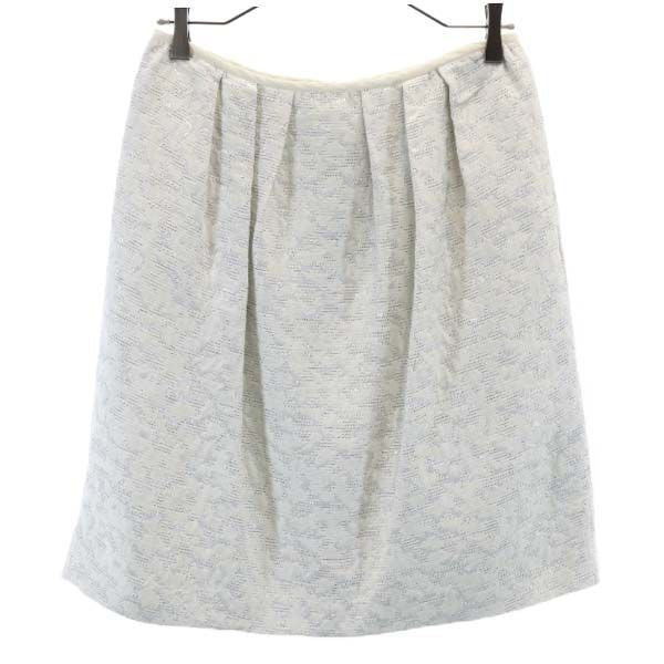 未使用 Unaca アナカ 総柄 ミディ丈 タック スカート 38 ホワイト レディース
