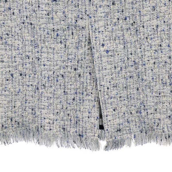 未使用 Unaca アナカ 総柄 フリンジ裾 ミディスカート 38 ホワイト系 レディース