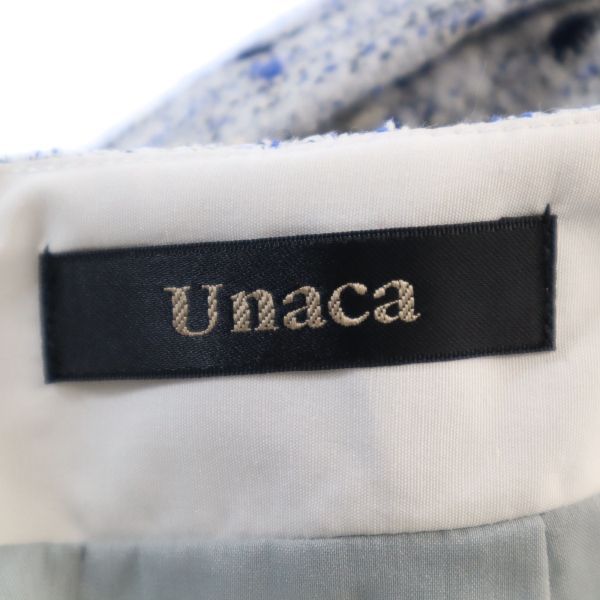 未使用 Unaca アナカ 総柄 フリンジ裾 ミディスカート 38 ホワイト系 レディース