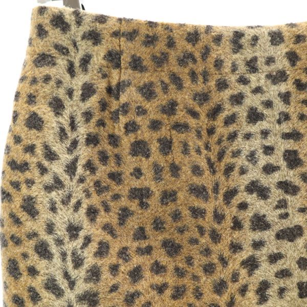 未使用 ラインドミニョン 日本製 ヒョウ柄 ミディ丈 スカート 38 茶系 LIGNE DE MIGNON レディース