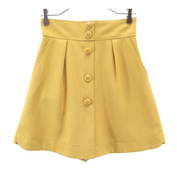 未使用 Rirandture リランドチュール キュロット ショートパンツ 1 マスタード フロントボタン バックジップ レディース