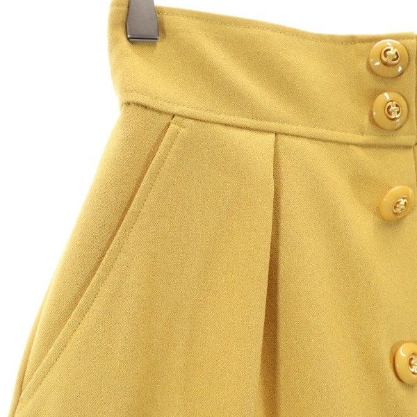 未使用 Rirandture リランドチュール キュロット ショートパンツ 1 マスタード フロントボタン バックジップ レディース