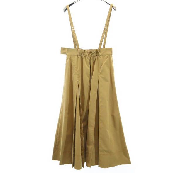 未使用 Mystrada マイストラーダ ロング丈 切替 プリーツ トレンチスカート 38 カーキ系 バックジップ レディース